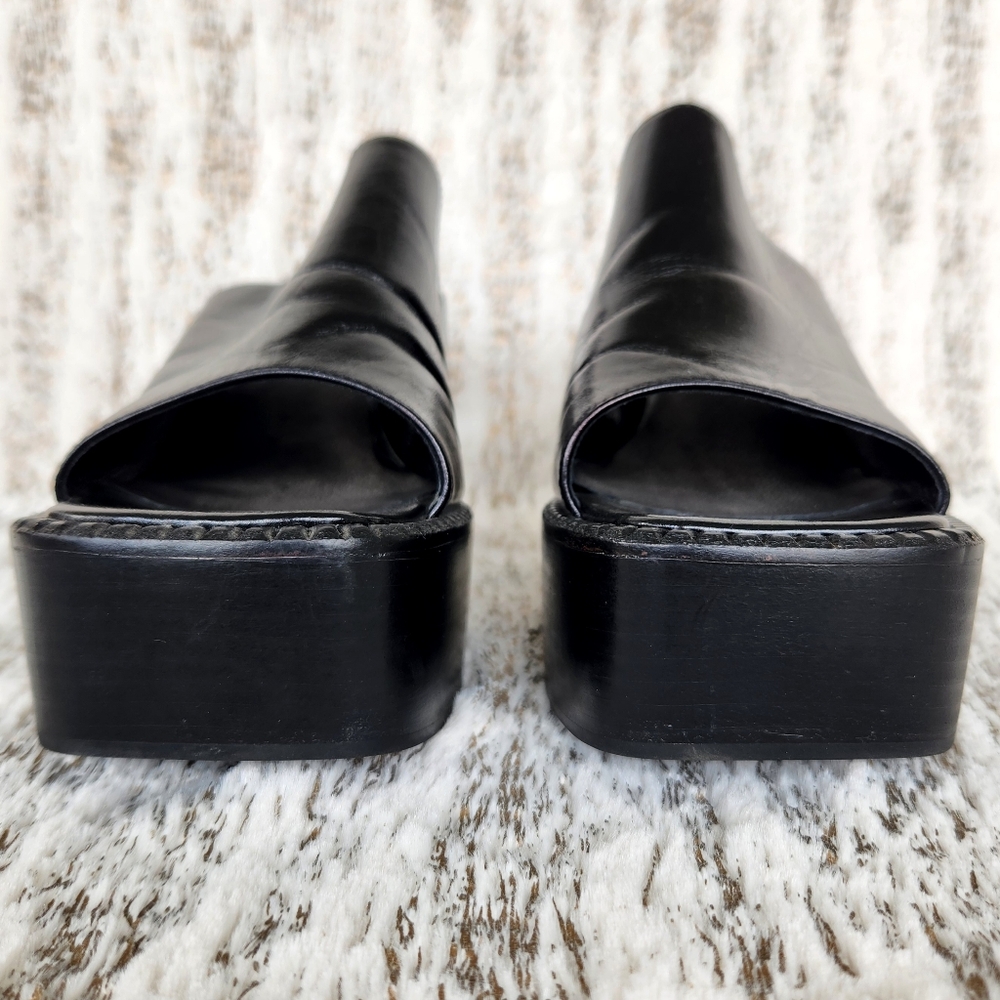 Jeffrey Campbell "Concert Platform Mule" Sandal Black Leather | Women's Size 10 - Picture 3 of 13